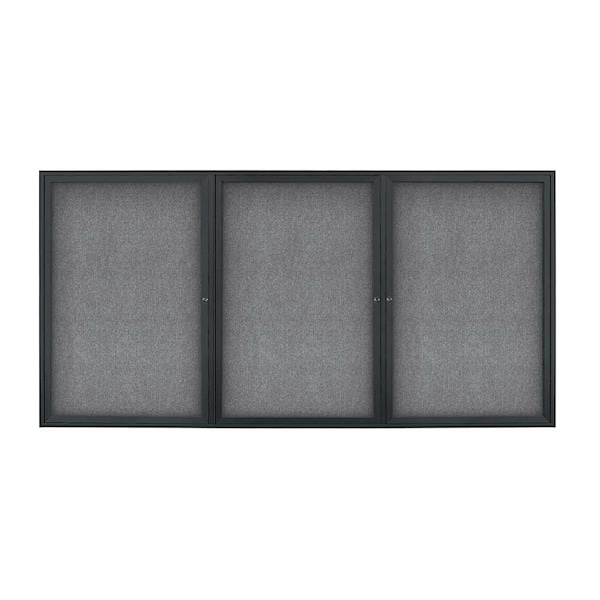 United Visual Products Sliding Door Indoor Enclosed Corkboard, 9 UV9030ACS-SATIN-SURF - main